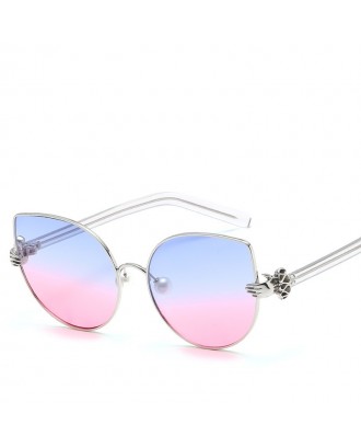 Pearl Oval Sunglasses Retro BlingBling Glasses Brand Designer Retro Vintage Sunglasses - Light Blue
