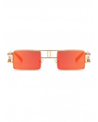 Hollow Leg Punk Rectangle Sunglasses - Orange