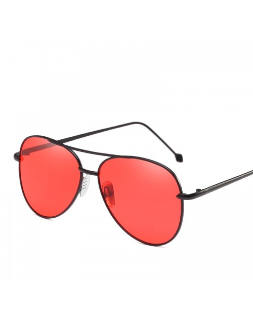 Oval Metal Sunglasses Women Fashion Glasses Brand Designer Retro Vintage Sunglasses - Red